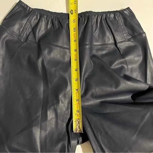Lauren Ralph Lauren Faux Leather Leggings sz 8 Navy Blue Pull On Elastic Waist - Picture 10 of 11